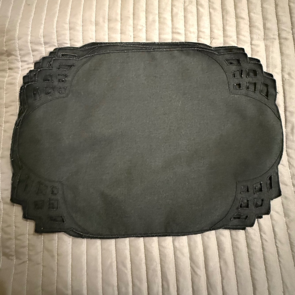 PLACEMATS & NAPKINS, BLACK, SETS OF 8